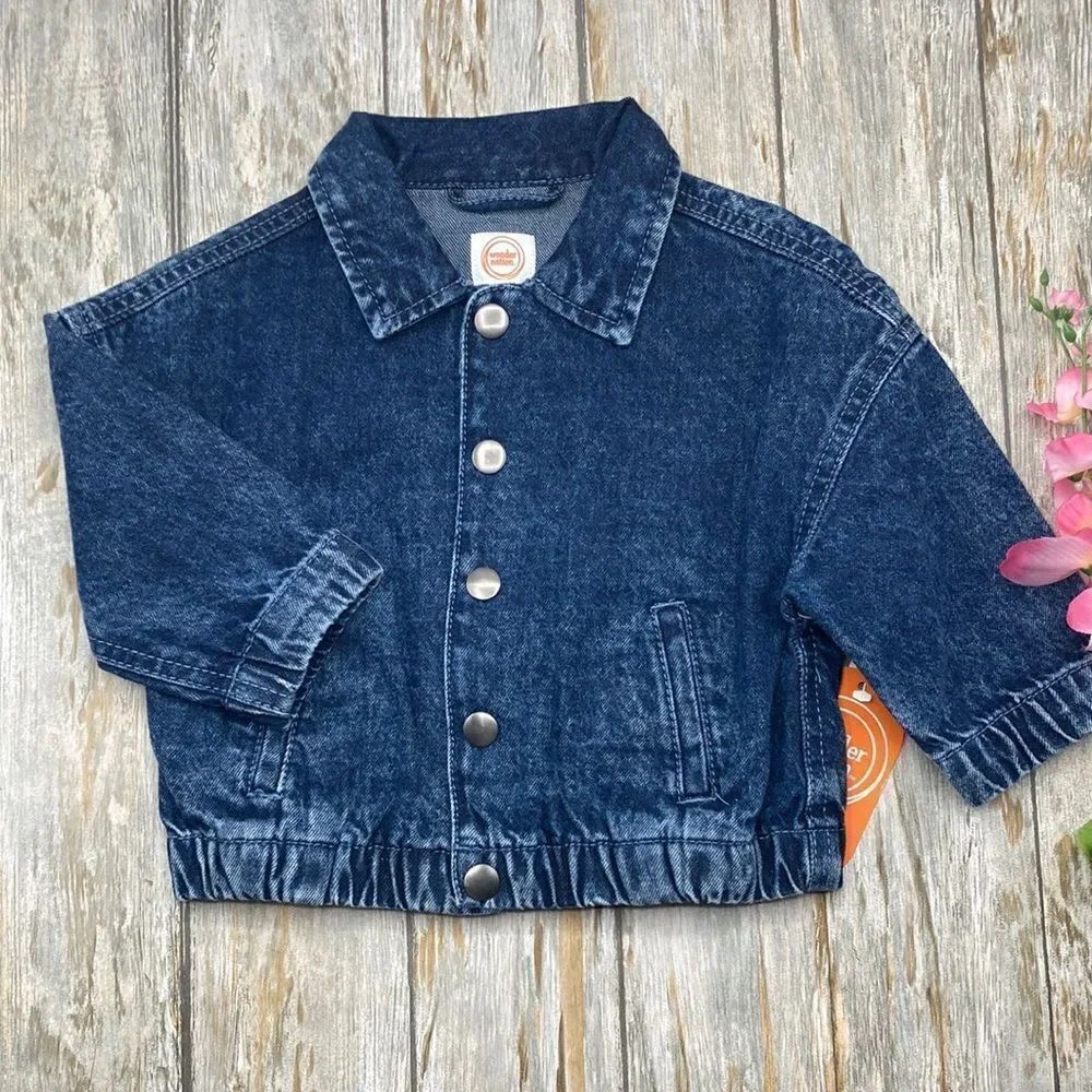 Baby Girl Denim Jean Snap Down Jacket Coat Size 12M
